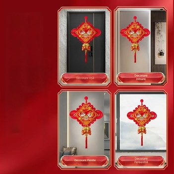 Nod chinezesc de înaltă calitate pentru living și intrare, Anul Calului, pandantiv mare cu binecuvântare pentru Festivalul Primăverii