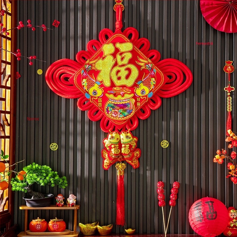 Nod chinezesc de înaltă calitate pentru living și intrare, Anul Calului, pandantiv mare cu binecuvântare pentru Festivalul Primăverii