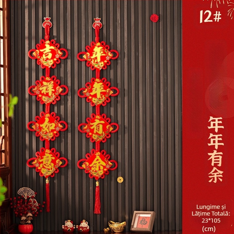 Nod chinezesc de înaltă calitate pentru living și intrare, Anul Calului, pandantiv mare cu binecuvântare pentru Festivalul Primăverii