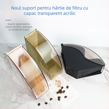 Cutie din plastic, protecție împotriva prafului pentru hârtie de filtre V60, suport pentru filtre și raft de depozitare
