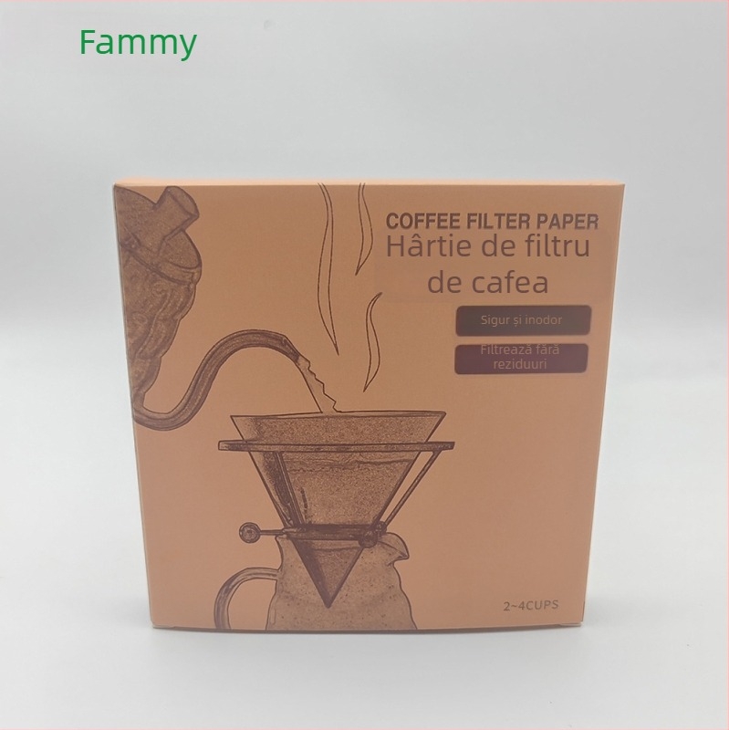 Filtru de cafea din pulpă de lemn pentru V60, filtr de picurare, culoare alb natural, ambalat în cutie