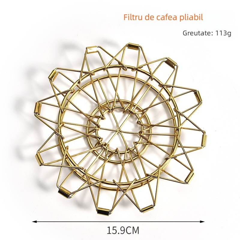 Dripper de cafea pliabil din oțel inoxidabil 304 pentru preparare manuală