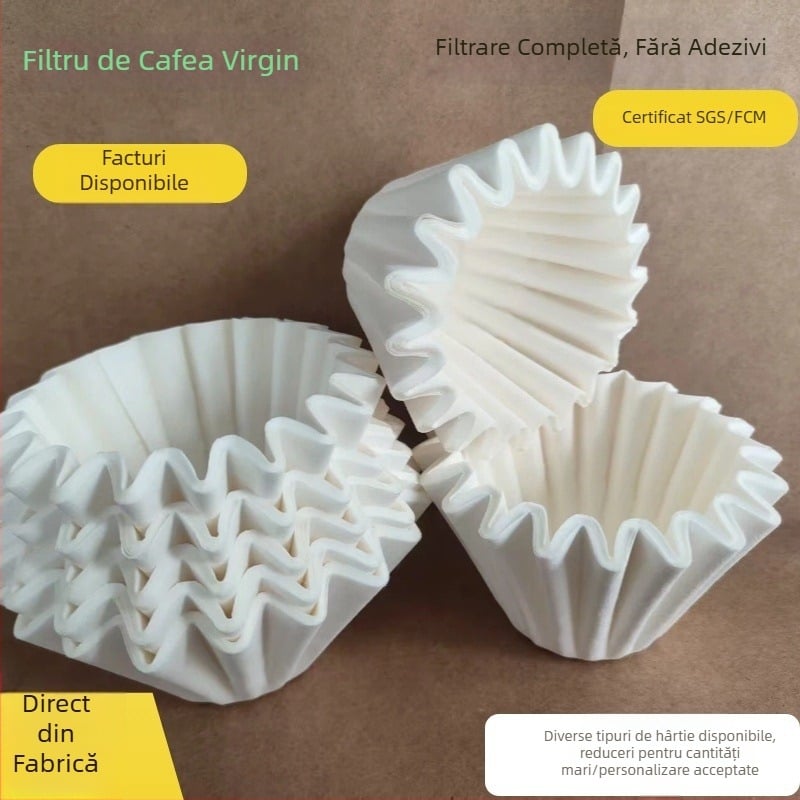 Hârtie de filtru pentru cafea în formă de ceașcă, pentru infuzare manuală, cu grosime și fără reziduuri, filtru universal pentru aparatele de cafea, din pulpă de lemn