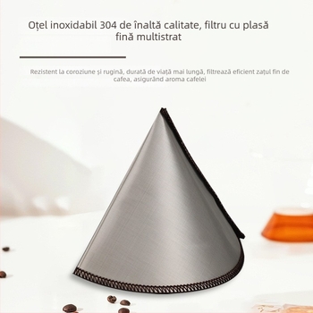 Filtru de cafea din oțel inoxidabil 304, filtru metal reutilizabil pentru V60, turnare manuală, fără filtru de hârtie