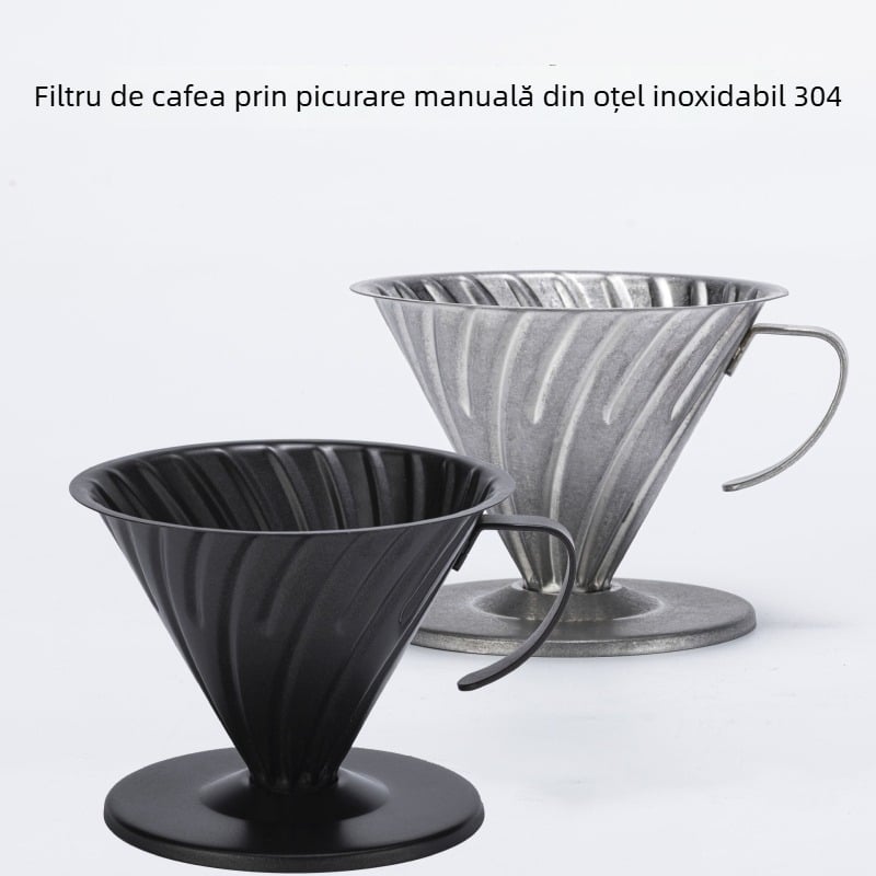 Filtru de cafea V60 pentru preparare manuală din oțel inoxidabil 304 – filtru premium pour-over și pâlnie