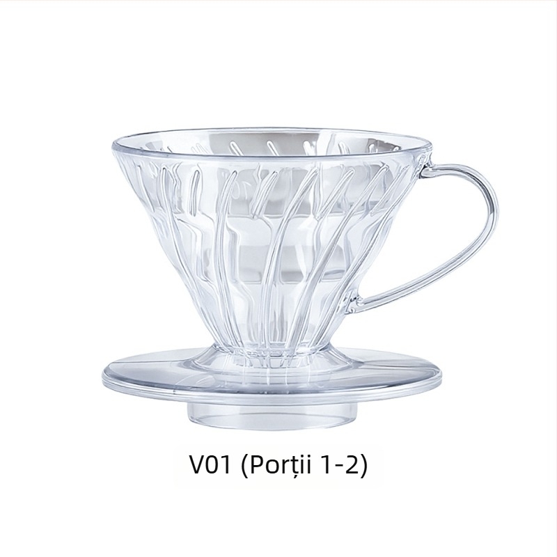V02 Filtru transparent din rășină pentru prepararea cafelei prin infuzie, filtru de picurare îngroșat pentru ceașca de cafea din plastic de uz casnic, în formă de V
