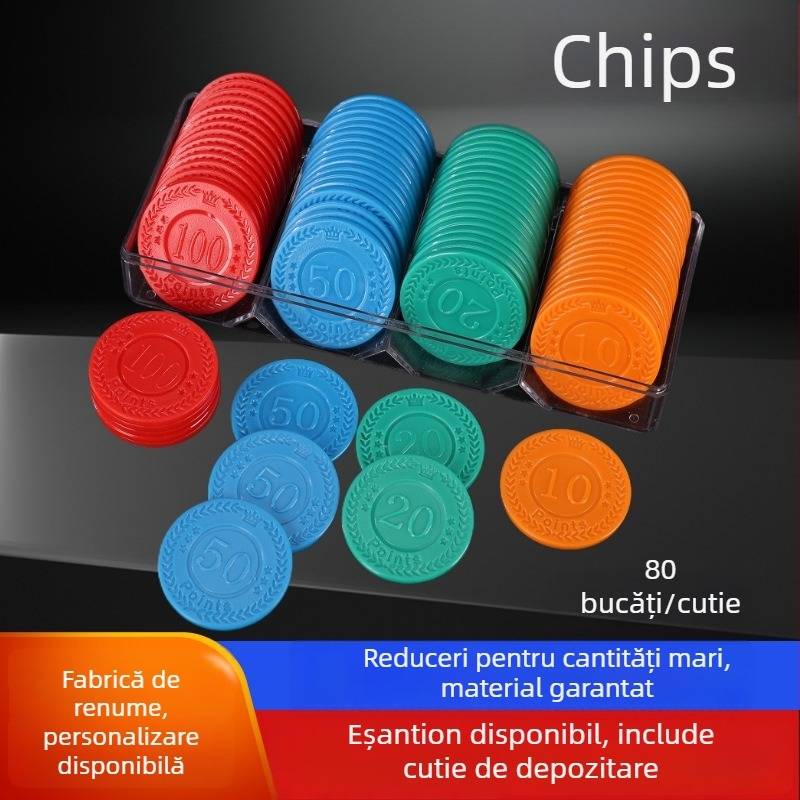 Chipuri Texas Hold'em gravate, 38 mm — din plastic pentru poker, mahjong și jocuri de masă