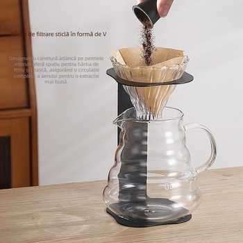 Stativ pentru cafea preparată manual, cu suport metalic pentru filtre V60