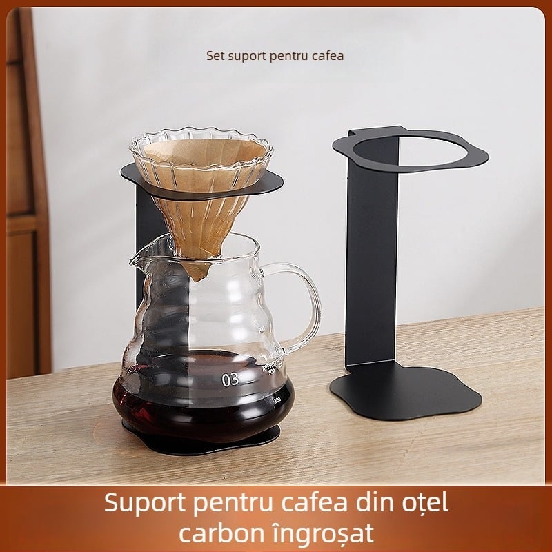 Stativ pentru cafea preparată manual, cu suport metalic pentru filtre V60