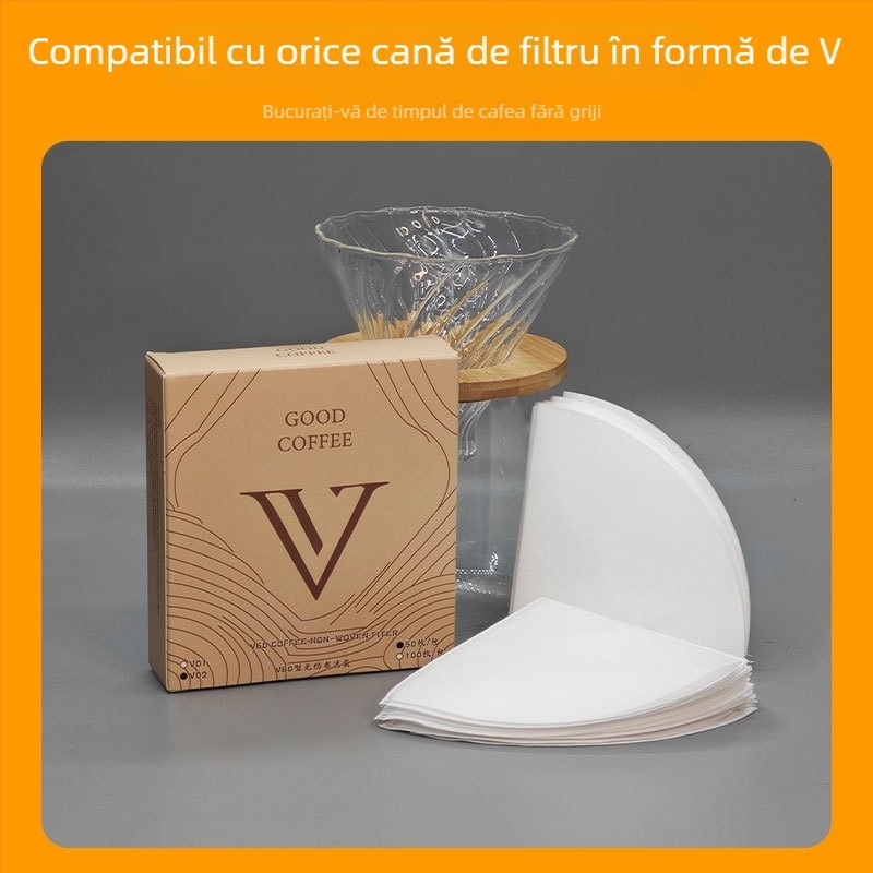 Filtru de cafea V60 din țesătură nețesută, densitate mare, 100 buc., etanș la scurgere și rezistent la pătrundere, de calitate alimentară pentru preparare manuală