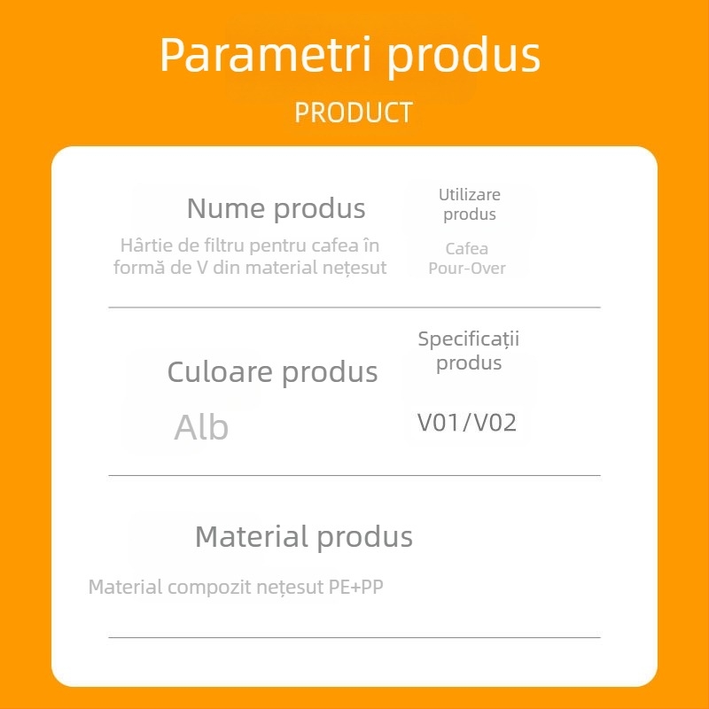 Filtru de cafea V60 din țesătură nețesută, densitate mare, 100 buc., etanș la scurgere și rezistent la pătrundere, de calitate alimentară pentru preparare manuală