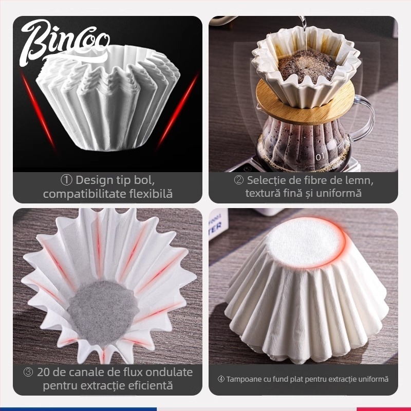 Bincoo Filtru de cafea din hârtie, în formă de ceașcă
