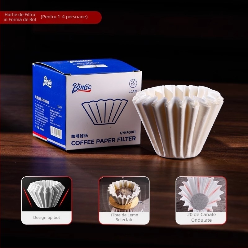 Bincoo Filtru de cafea din hârtie, în formă de ceașcă