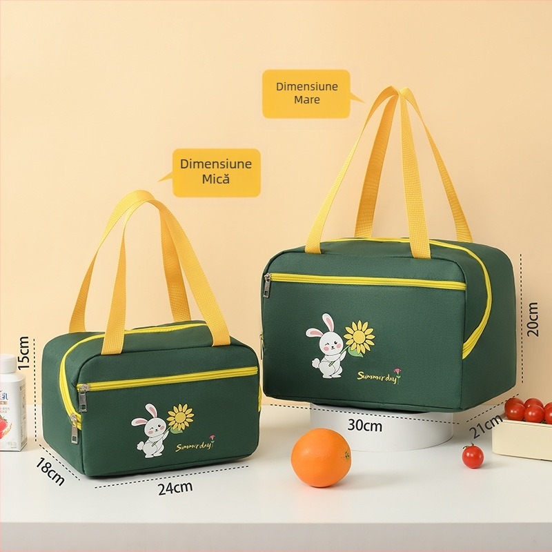 Geantă izolantă pentru prânz cu design de iepuraș drăguț, husă pentru monede, gentuță pentru machiaj și igienă, cutie de picnic, pachet de răcire, potrivită pentru activități în aer liber