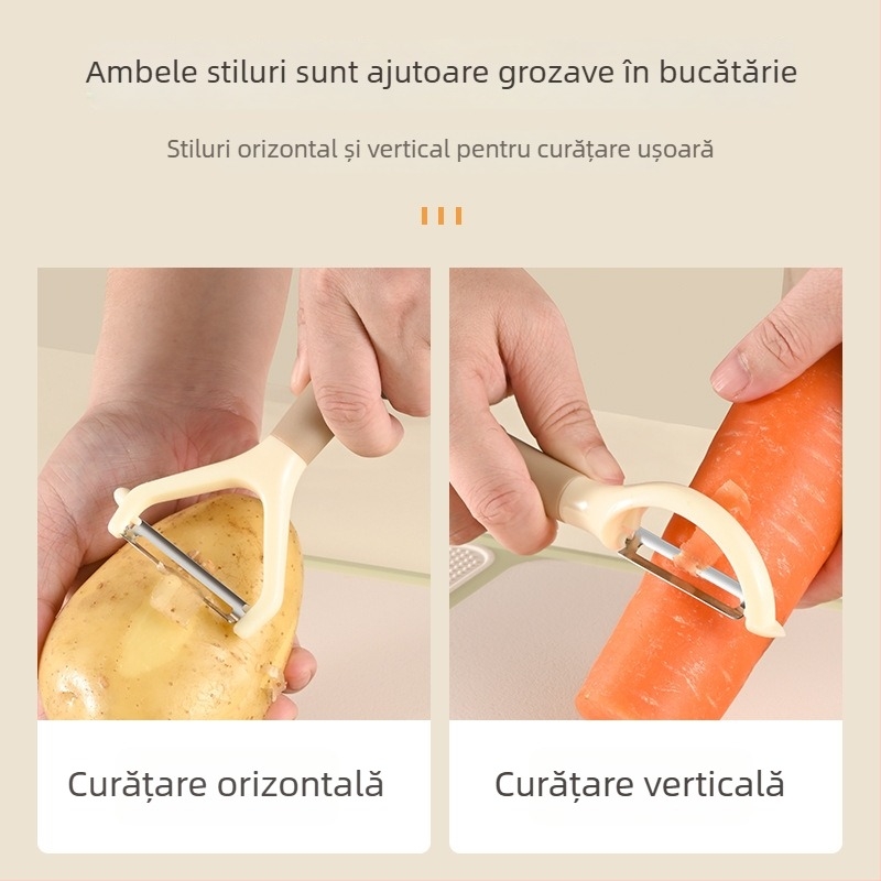 Curățător multifuncțional de bucătărie cu lamă orizontală și lamă verticală pentru curățarea merelor și cartofilor