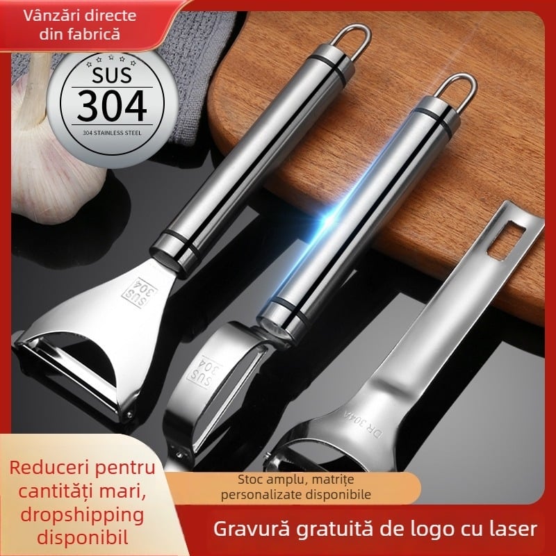 Curățător de legume din oțel inoxidabil 304, lamă curbată, ustensilă de bucătărie multifuncțională, personalizare logo