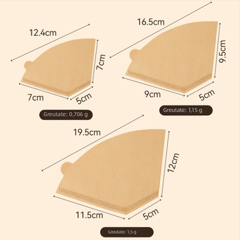 Filtru de cafea în formă de ventilator, din pulpă de lemn, pentru cafea preparată manual, 104 filtre