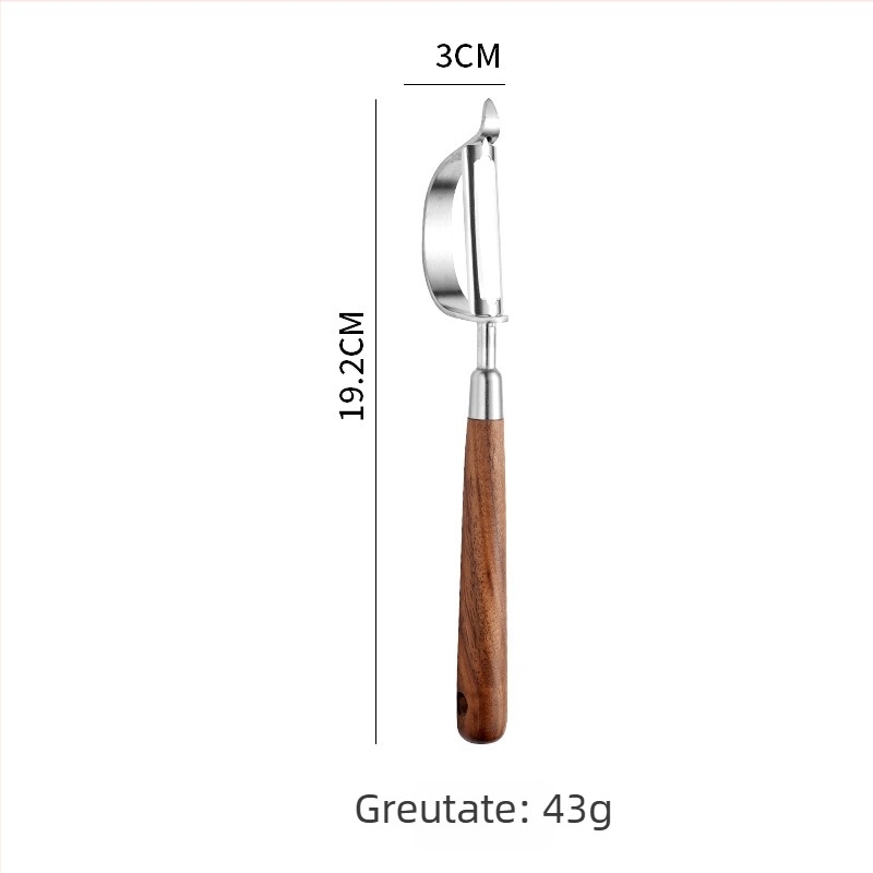 Descojitor din oțel inoxidabil 304, lemn de nuc – unealtă de bucătărie pentru curățat fructe și cartofi
