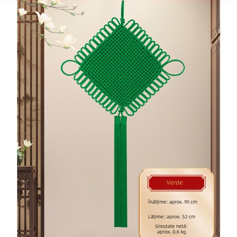 Pandantiv din nod chinezesc, mare, pentru living, albastru, verde și galben, decor de Anul Nou