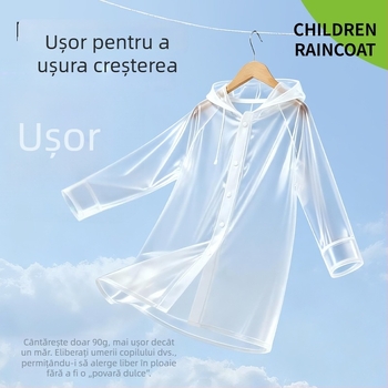 Pelerină de ploaie EVA pentru copii, poncho lung, gros pentru drumeții, reutilizabilă, portabilă