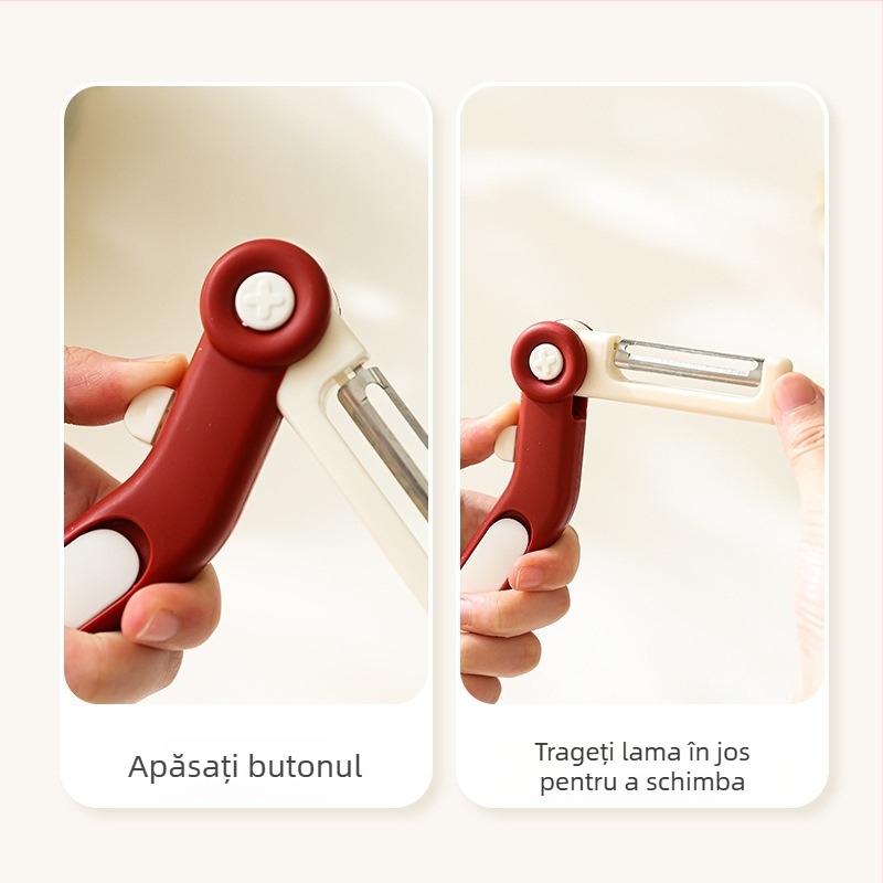 Curățător de legume și fructe 3 în 1, din oțel inoxidabil, pentru cartofi, fructe și mere