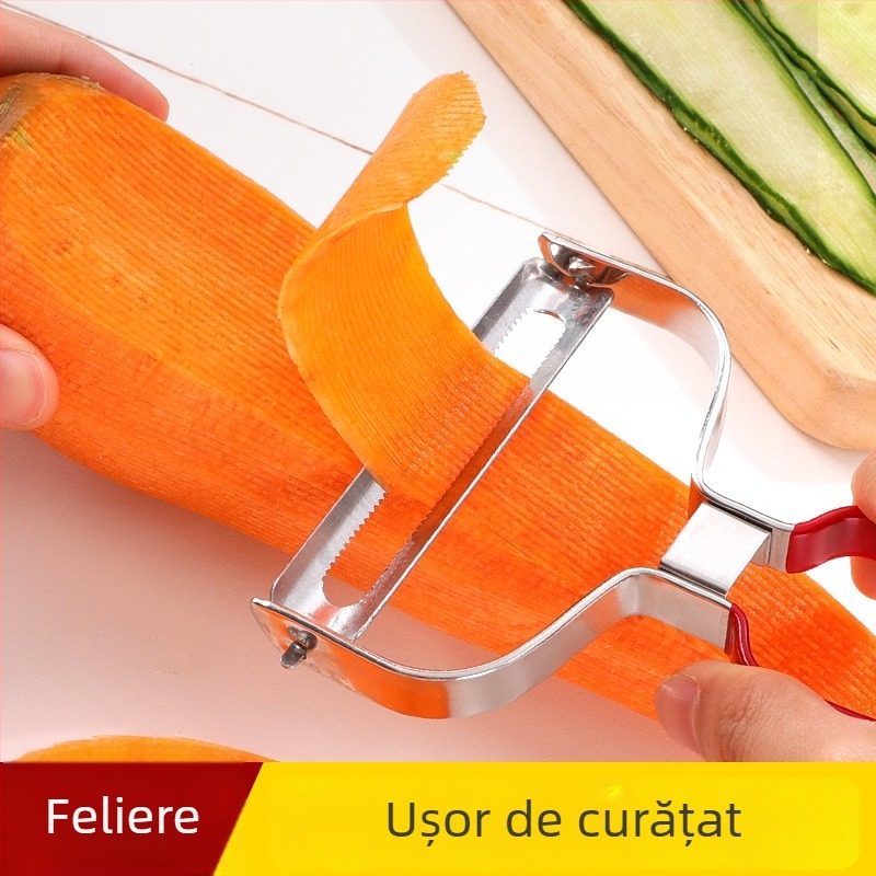 Curățitor și feliator din oțel inoxidabil pentru legume și fructe, ideal pentru ridichi și castraveți, unelte de bucătărie multifuncționale