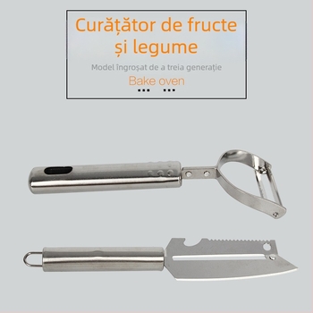 Răzuitor multifuncțional din oțel inoxidabil cu lamă dublă pentru decojit și ras cartofi, fructe și legume