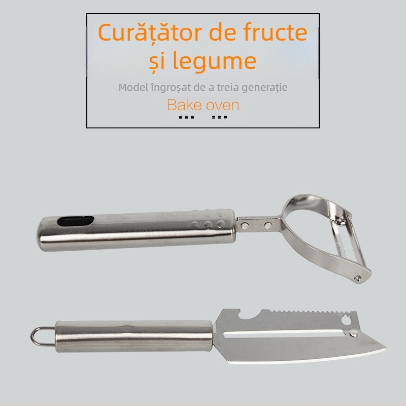 Răzuitor multifuncțional din oțel inoxidabil cu lamă dublă pentru decojit și ras cartofi, fructe și legume