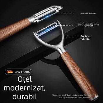 Mad Shark Curățător multifuncțional cu lamă din oțel inoxidabil și mâner din palisandru roșu