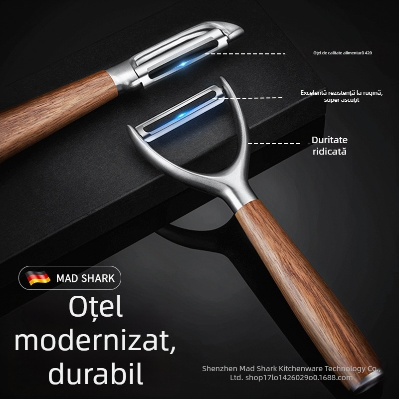 Mad Shark Curățător multifuncțional cu lamă din oțel inoxidabil și mâner din palisandru roșu