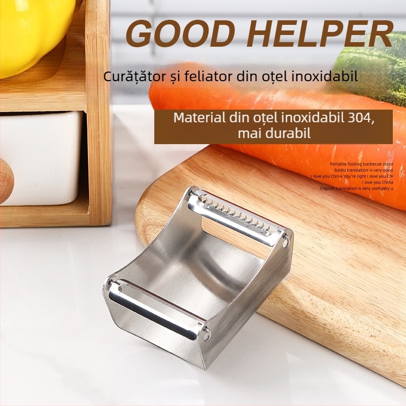 Curăţător de cartofi din oțel inoxidabil 304, cu mâner în formă de U – două funcții, design simplu pentru bucătărie