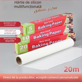 Hârtie de copt dublu fațetată, acoperire cu silicon – hârtie antiulei pentru cuptor, potrivită pentru fursecuri și prăjituri