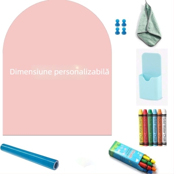 Tablă magnetică arcuită pentru scris, suprafață graffiti albastru deschis, tablă de scris color, ștergătoare