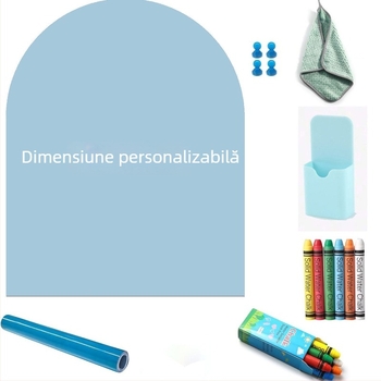 Tablă magnetică arcuită pentru scris, suprafață graffiti albastru deschis, tablă de scris color, ștergătoare
