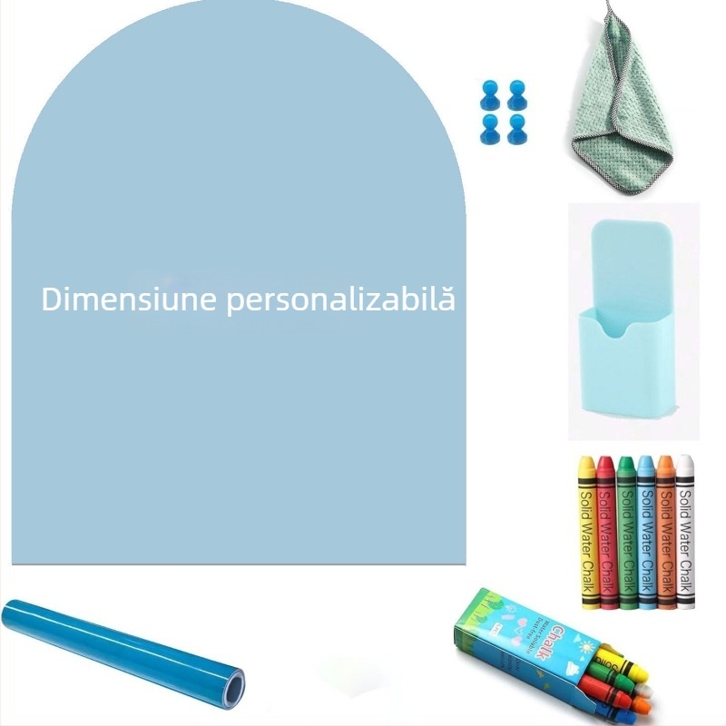 Tablă magnetică arcuită pentru scris, suprafață graffiti albastru deschis, tablă de scris color, ștergătoare