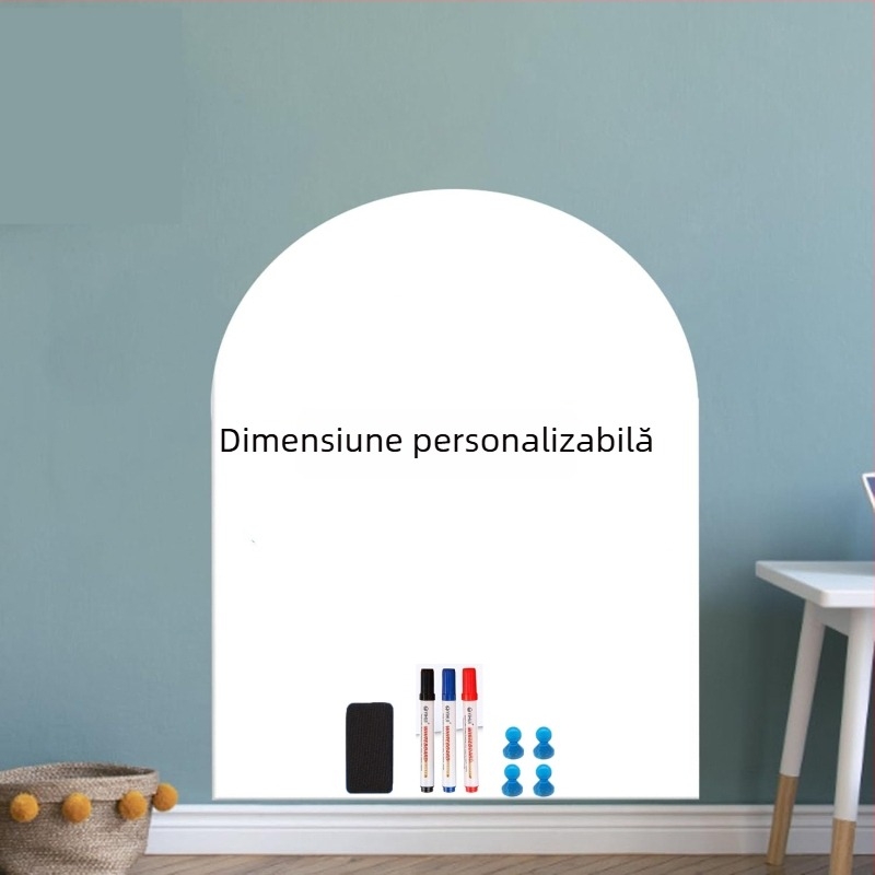 Tablă magnetică arcuită pentru scris, suprafață graffiti albastru deschis, tablă de scris color, ștergătoare