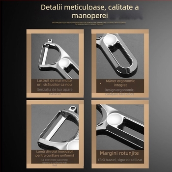 Cuțit de curățare elvețian din oțel inoxidabil – ustensilă de bucătărie multifuncțională pentru curățarea cartofilor, merelor și pepenilor
