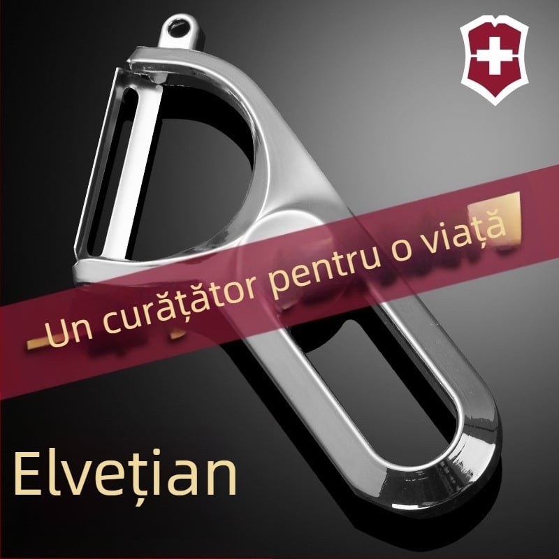 Cuțit de curățare elvețian din oțel inoxidabil – ustensilă de bucătărie multifuncțională pentru curățarea cartofilor, merelor și pepenilor