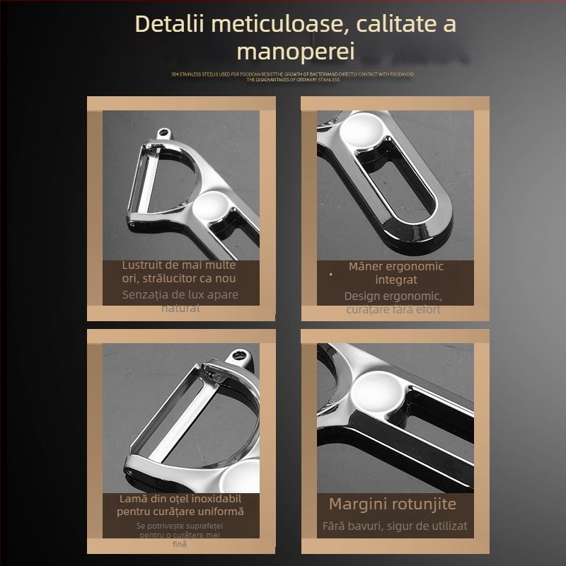 Cuțit de curățare elvețian din oțel inoxidabil – ustensilă de bucătărie multifuncțională pentru curățarea cartofilor, merelor și pepenilor