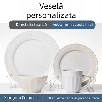 Set de veselă ceramică cu glazură reactive pentru uz casnic — boluri, farfurii și căni