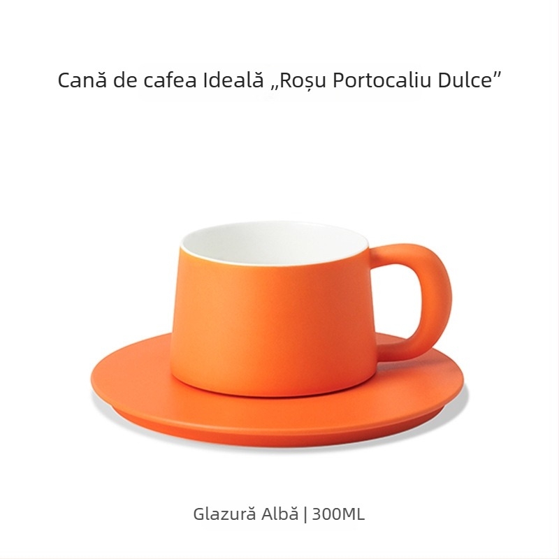 Sixteen-Open set de căni ceramice pentru cafea, lucrate manual, design minimalist, glazură albă, 300 ml, ideale