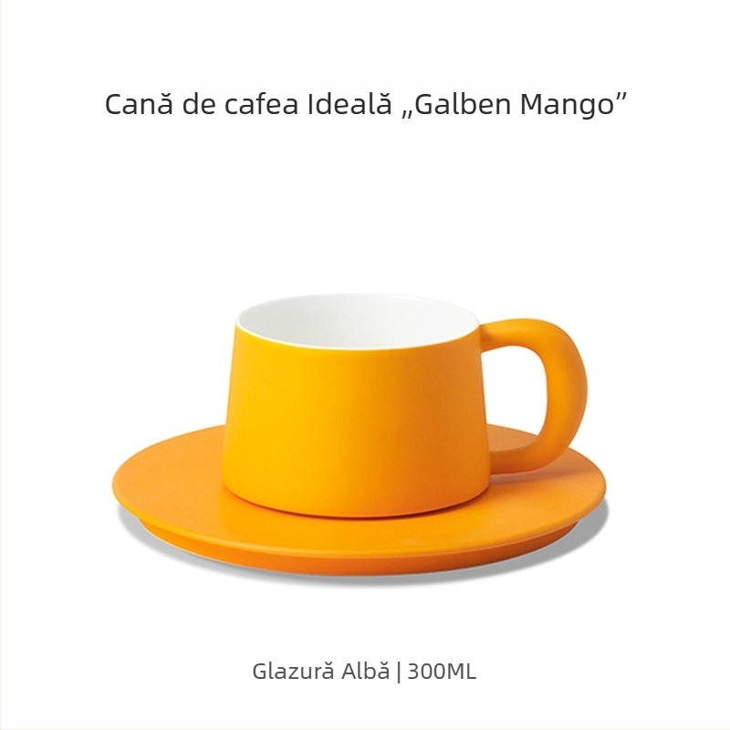 Sixteen-Open set de căni ceramice pentru cafea, lucrate manual, design minimalist, glazură albă, 300 ml, ideale