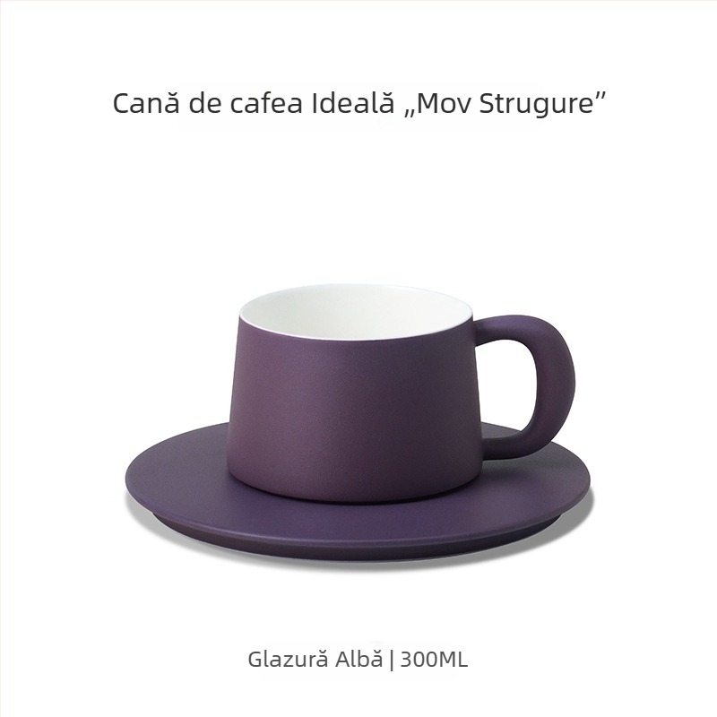 Sixteen-Open set de căni ceramice pentru cafea, lucrate manual, design minimalist, glazură albă, 300 ml, ideale