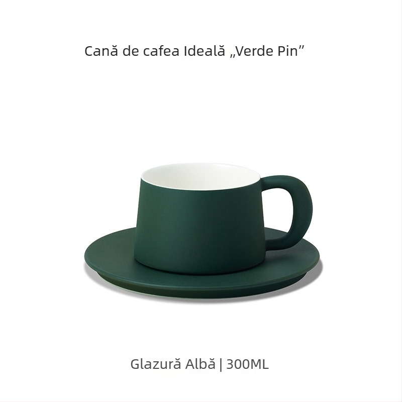 Sixteen-Open set de căni ceramice pentru cafea, lucrate manual, design minimalist, glazură albă, 300 ml, ideale