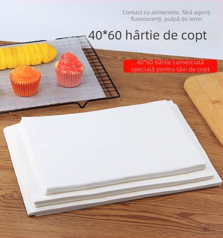 Hârtie de copt cu strat absorbant de ulei, rezistentă la temperaturi înalte, pentru pâine și prăjituri, liner pentru tavă de cuptor