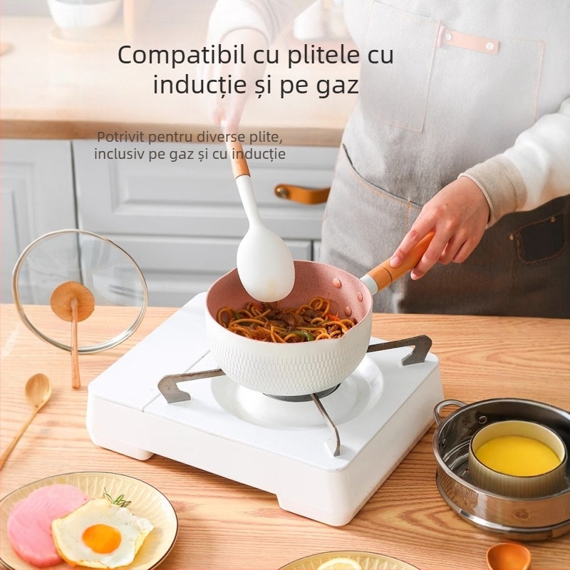 Oală antiaderentă mică pentru lapte, oală pentru tăiței și supă, potrivită pentru aragaz
