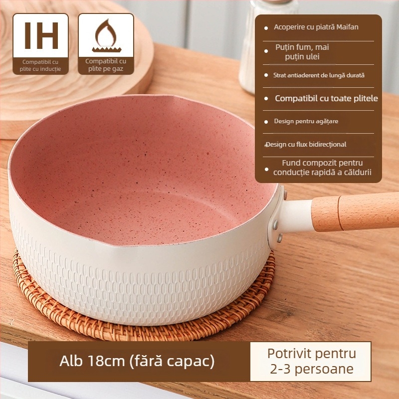 Oală antiaderentă mică pentru lapte, oală pentru tăiței și supă, potrivită pentru aragaz