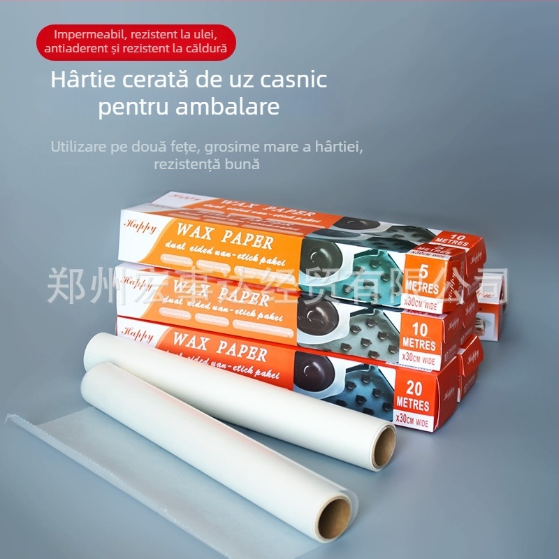 Hârtie de ceară de unică folosință pentru gătit și împachetare, hârtie de copt anti-grăsime, foi pentru pâine și bomboane, margini decorative