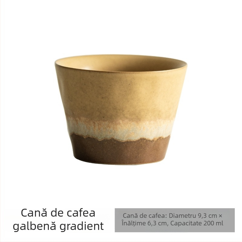 Set de cești de cafea cu farfurioară în stil retro, ceașcă din ceramică pentru latte art creativ, cană elegantă pentru uz casnic.