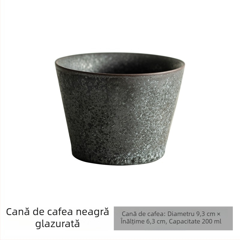 Set de cești de cafea cu farfurioară în stil retro, ceașcă din ceramică pentru latte art creativ, cană elegantă pentru uz casnic.